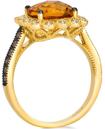 Le Vian Citrine (3 Ct. T.w.), Nude Diamond (25 Ct. T.w.) And Chocolate Diamond Ring (.27 Ct. T.w.) In 14k Ho In Gold