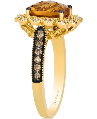 Le Vian Citrine (3 Ct. T.w.), Nude Diamond (25 Ct. T.w.) And Chocolate Diamond Ring (.27 Ct. T.w.) In 14k Ho In Gold