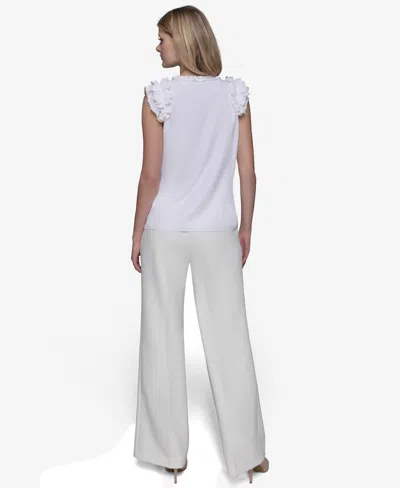 Karl Lagerfeld Women's Ruffled Sleeveless Top In White