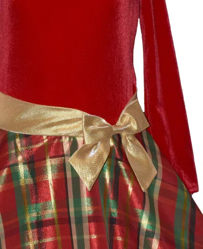 Bonnie Jean Girls 7-16 Long Sleeve Plaid Hipster Dress In Red
