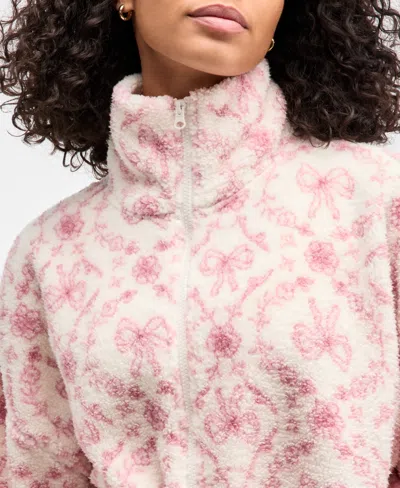 Hippie Rose Juniors' Printed Zip-up Sherpa Jacket In Multi