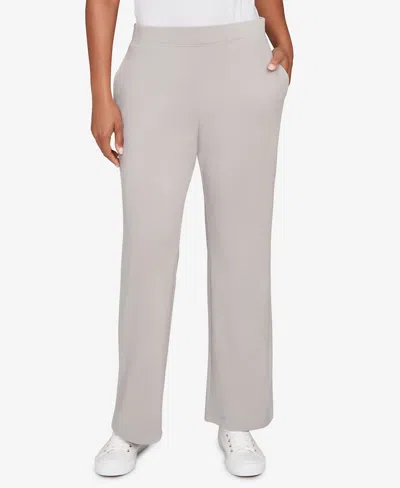 Ruby Rd. Petite Mid Rise Luxe Rib Knit Leisure Pants In Gray