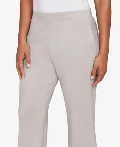 Ruby Rd. Petite Mid Rise Luxe Rib Knit Leisure Pants In Gray