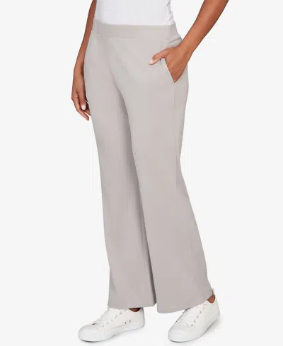 Ruby Rd. Petite Mid Rise Luxe Rib Knit Leisure Pants In Gray