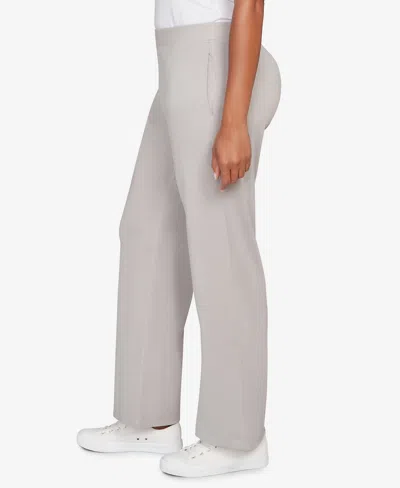 Ruby Rd. Petite Mid Rise Luxe Rib Knit Leisure Pants In Gray