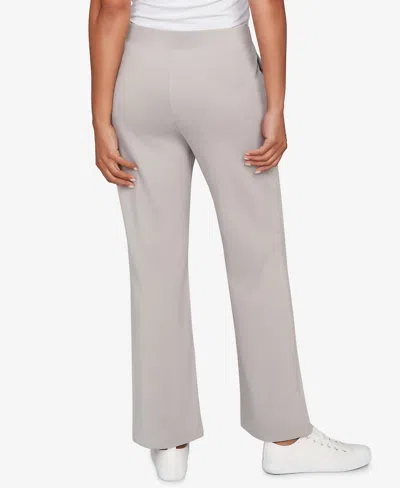 Ruby Rd. Petite Mid Rise Luxe Rib Knit Leisure Pants In Gray