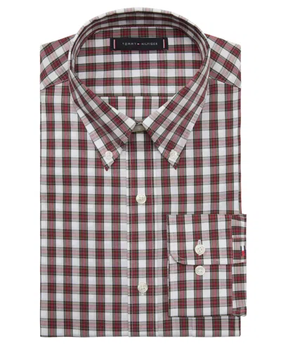 Tommy Hilfiger Men's Flex Regular Fit Dress Shirt In Red