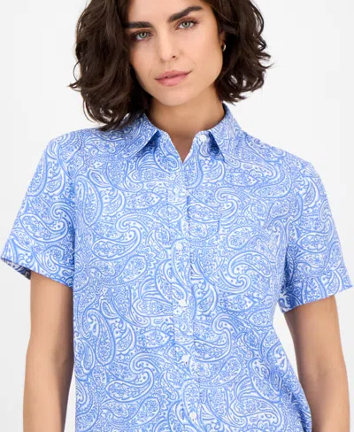 Nautica Jeans Women's Paisley Short-sleeve Camp Shirt In Blue