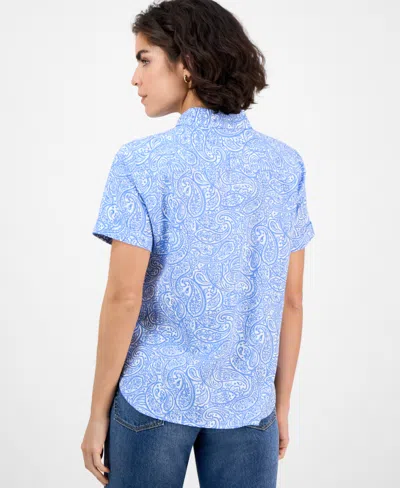 Nautica Jeans Women's Paisley Short-sleeve Camp Shirt In Blue