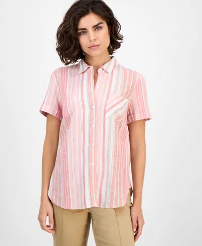 Nautica Jeans Women's Striped Short-sleeve Camp Shirt In Multi