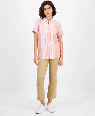 Nautica Jeans Women's Striped Short-sleeve Camp Shirt In Multi