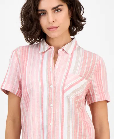 Nautica Jeans Women's Striped Short-sleeve Camp Shirt In Multi