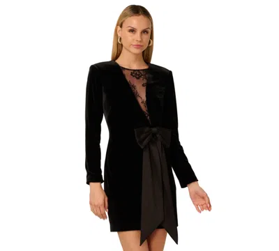 Adrianna Women's Bow Detail Long Sleeve Mini Dress In Black
