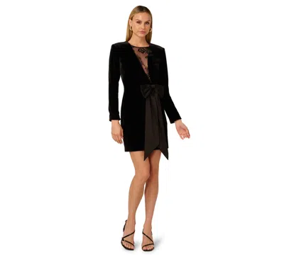 Adrianna Women's Bow Detail Long Sleeve Mini Dress In Black