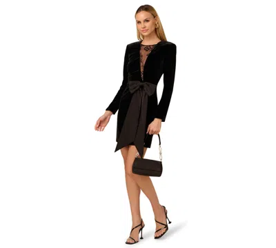 Adrianna Women's Bow Detail Long Sleeve Mini Dress In Black