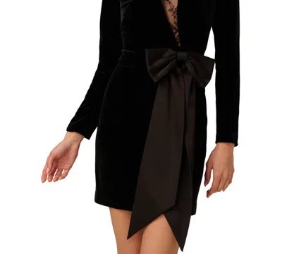 Adrianna Women's Bow Detail Long Sleeve Mini Dress In Black