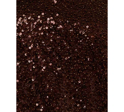 Adrianna Plus Size Sequin Boat Neck Mini Dress In Brown