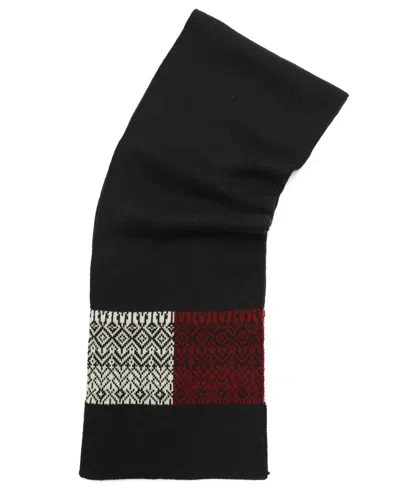 Tommy Hilfiger Men's Bird's Eye Fair Isle Scarf In Black