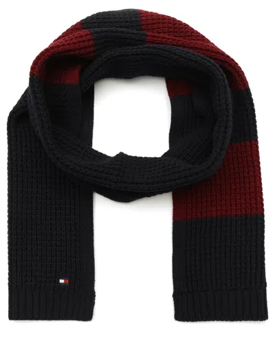 Tommy Hilfiger Men's Waffle Stripe Scarf In Blue