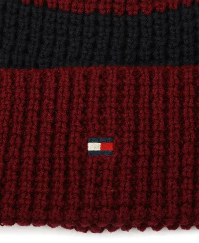 Tommy Hilfiger Men's Waffle Stripe Cuff Hat In Red