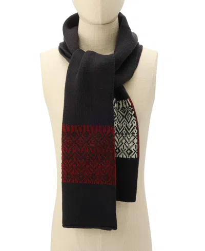 Tommy Hilfiger Men's Bird's Eye Fair Isle Scarf In Black