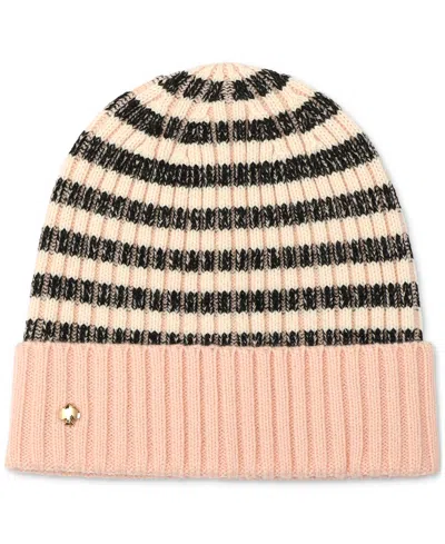Kate Spade New York Stripe Cuff Beanie In Pink