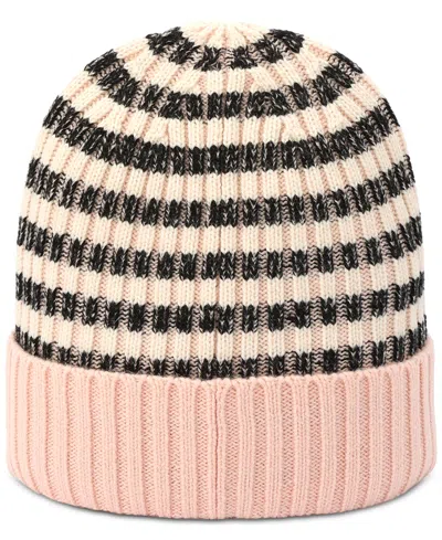Kate Spade New York Stripe Cuff Beanie In Pink