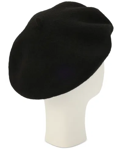 Kate Spade Pearl Bow Felt Beret In Black