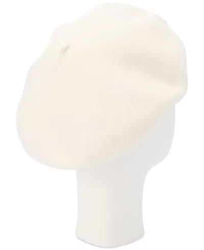 Kate Spade Pearl Bow Felt Beret In White