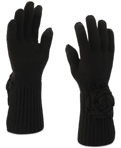 Kate Spade Park Roses Gloves In Black