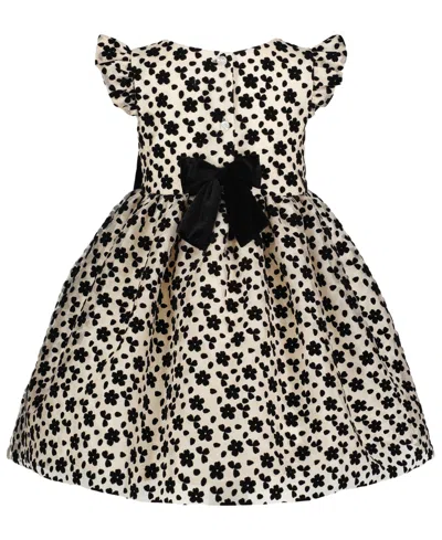 Blueberi Boulevard Baby Girls Round Neck Flocking Dress In Multi