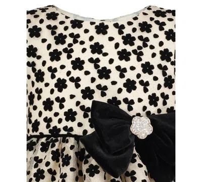 Blueberi Boulevard Baby Girls Round Neck Flocking Dress In Multi