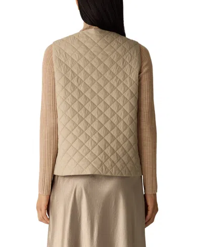 Eileen Fisher Women's V-neck Quilted Sleeveless Vest In Brown