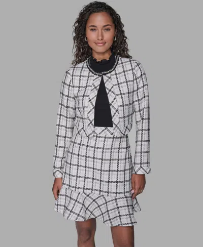 Karl Lagerfeld Metallic Glen Plaid Tweed Jacket In Multi