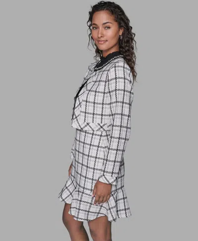 Karl Lagerfeld Metallic Glen Plaid Tweed Jacket In Multi