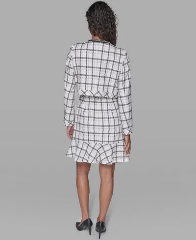 Karl Lagerfeld Metallic Glen Plaid Tweed Jacket In Multi