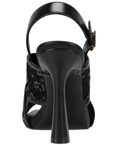 Karl Lagerfeld Colbie X Band Sequin Sandals In Black
