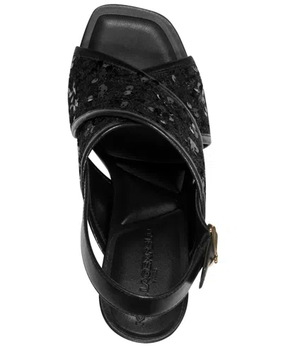 Karl Lagerfeld Colbie X Band Sequin Sandals In Black