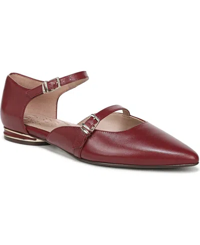 Naturalizer Harmony Ankle Strap Pointed Toe Flat In Burgundy