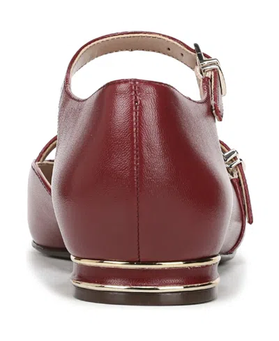 Naturalizer Harmony Ankle Strap Pointed Toe Flat In Burgundy