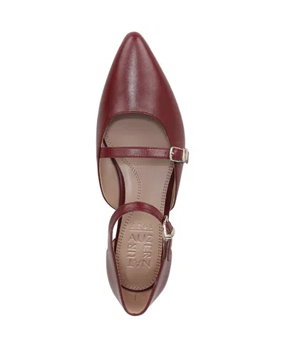Naturalizer Harmony Ankle Strap Pointed Toe Flat In Burgundy