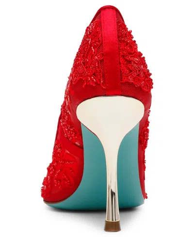Betsey Johnson Women's Jenii Pointed-toe Mesh Stiletto Pumps In Red