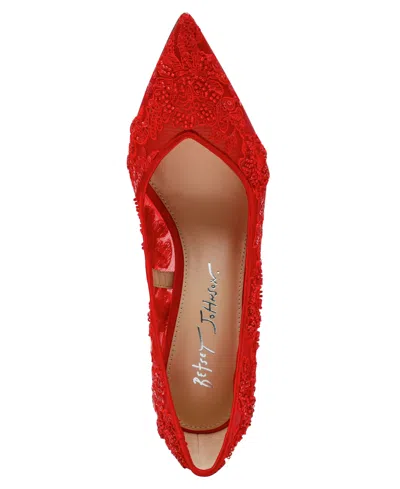 Betsey Johnson Women's Jenii Pointed-toe Mesh Stiletto Pumps In Red
