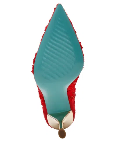 Betsey Johnson Women's Jenii Pointed-toe Mesh Stiletto Pumps In Red