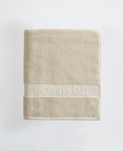 Calvin Klein Iconic Cotton Jacquard Bath Towel, 56" X 30" In Neutral