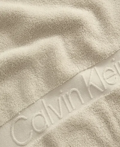 Calvin Klein Iconic Cotton Jacquard Bath Towel, 56" X 30" In Neutral