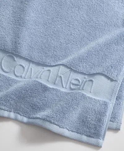 Calvin Klein Iconic Cotton Jacquard Bath Towel, 56" X 30" In Blue