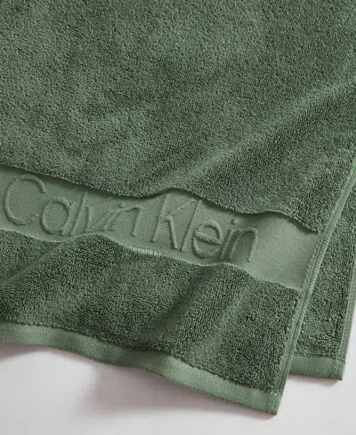Calvin Klein Iconic Cotton Jacquard Bath Towel, 56" X 30" In Green