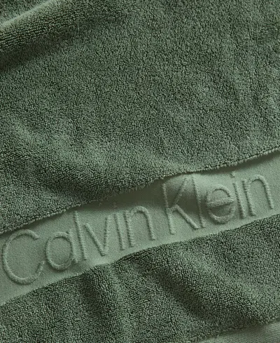 Calvin Klein Iconic Cotton Jacquard Bath Towel, 56" X 30" In Green