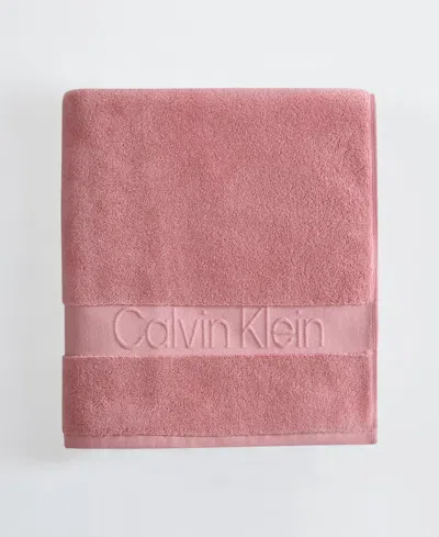 Calvin Klein Iconic Cotton Jacquard Bath Towel, 56" X 30" In Pink